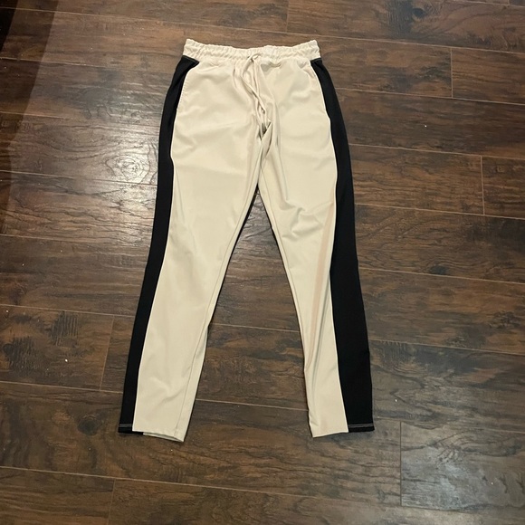 Women's Cream and Black Track Pants - Picture 1 of 11